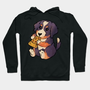 Cute Bernese Mountain Dog Puppy Eating Pizza Hoodie